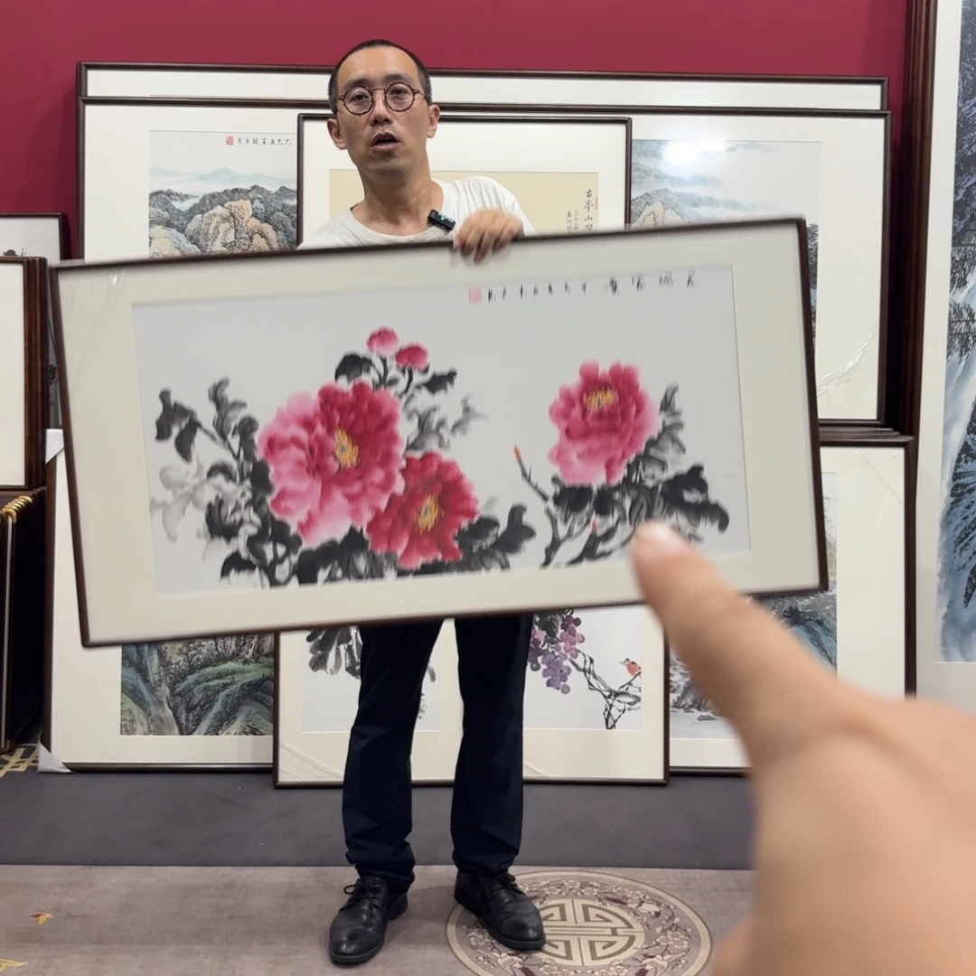 国画手绘作品带框80/80