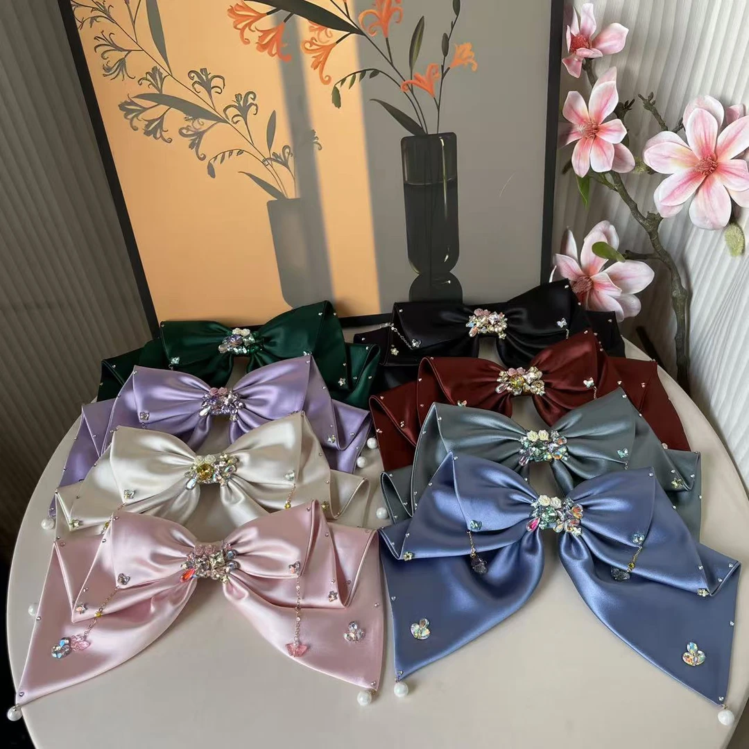 发夹轻奢发饰顶夹发卡百搭饰品缎面网红优雅复古弹簧夹