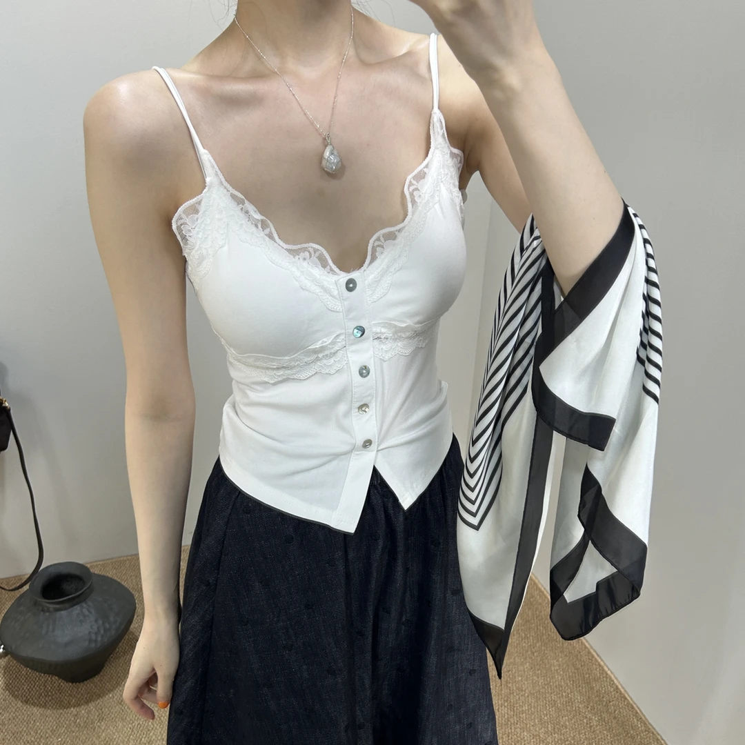 蕾丝美背吊带打底