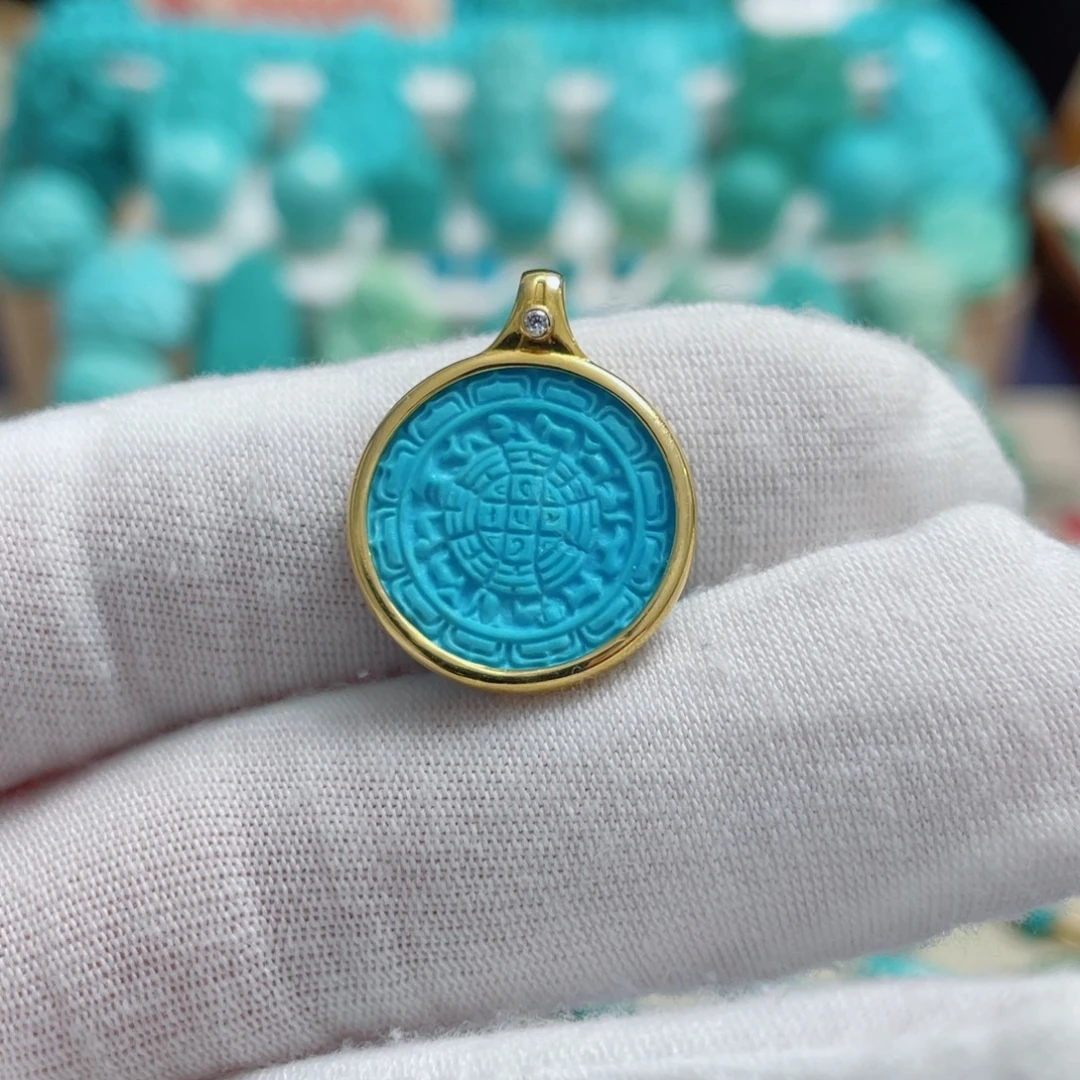 绿松石18K金镶嵌珠宝奇石