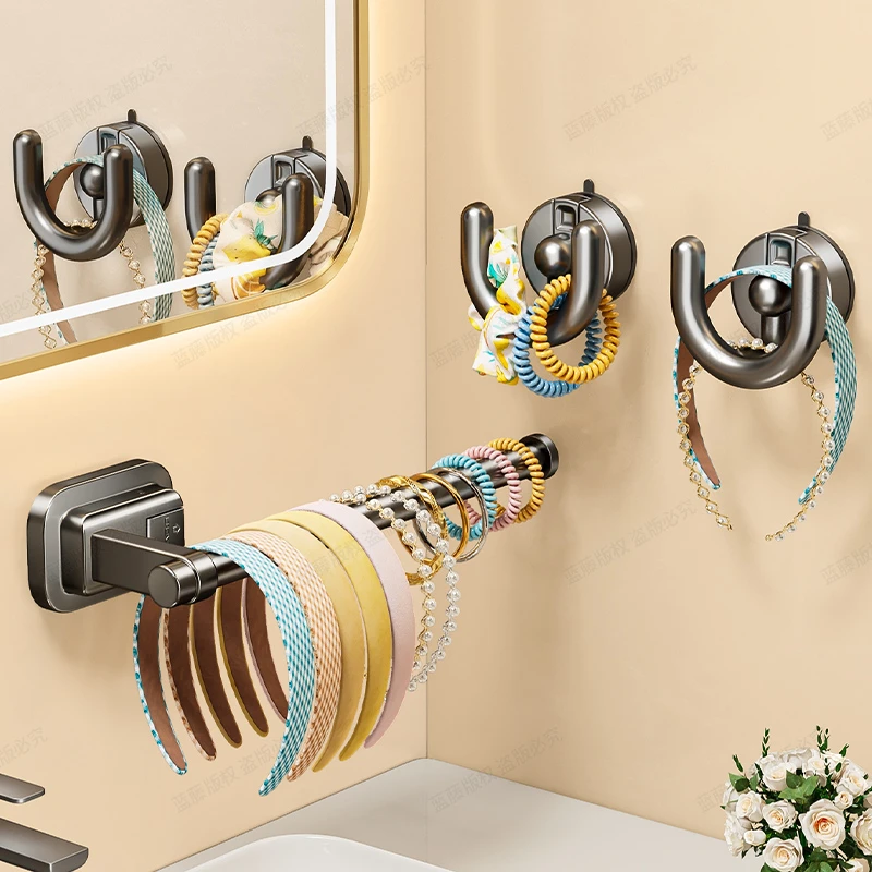 多巴胺发圈发带头饰发饰头箍收纳架防锈吸盘挂钩粘钩加大款浴室