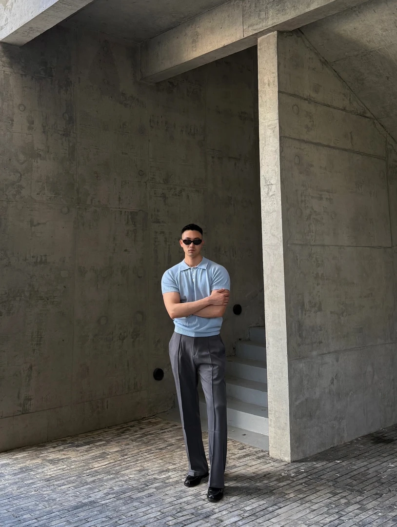 高级感修身微喇claenfit裤子男vibe车线直筒松紧腰垂感美式西裤