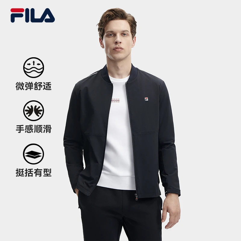 Fila/斐乐男装商务运动休闲立领户时尚外防风梭织外套F61M513704A