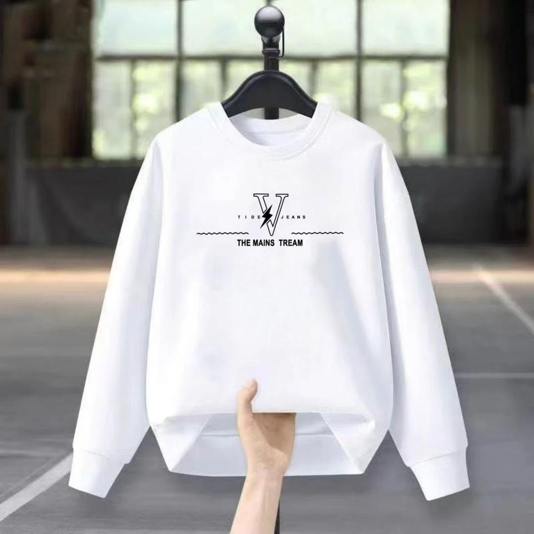 男士新款卫衣 春秋款加绒款季宽松潮流套头无帽长袖t恤男简约百搭