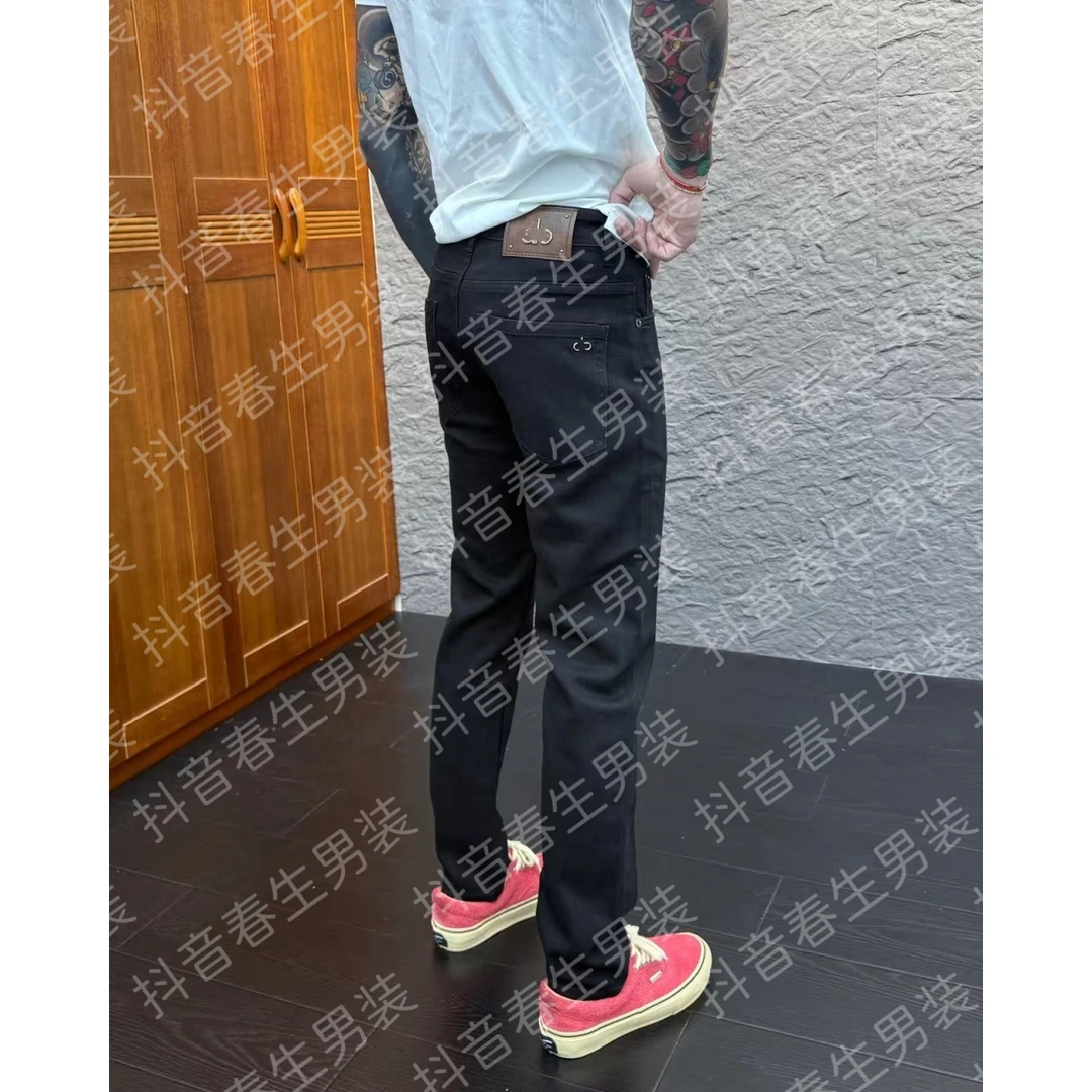 2025早秋新款时尚休闲百搭弹力修身显腿长净版黑色牛仔裤5693