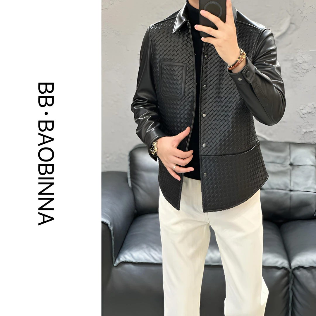 25秋季新款 | 男士高订编织衬衫款式皮衣外套2550