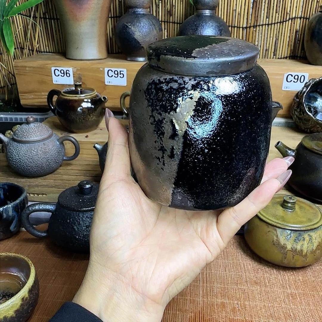 罐建水紫陶柴烧茶叶罐微瑕