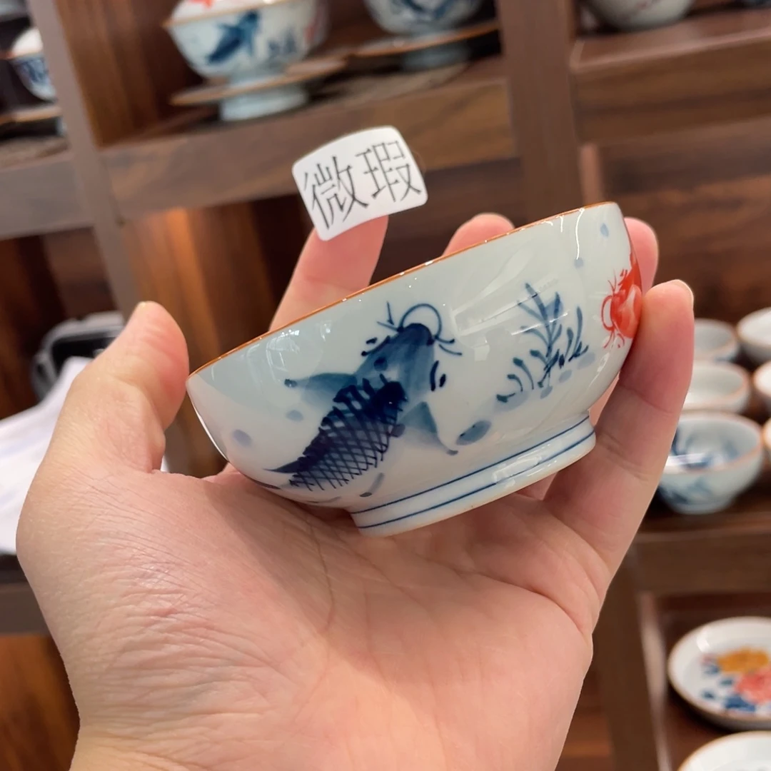 釉下手绘茶具微瑕