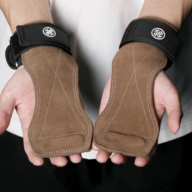 吕小军luxiaojun牛皮护掌硬拉拉力助力带健身手套引体器械训练新