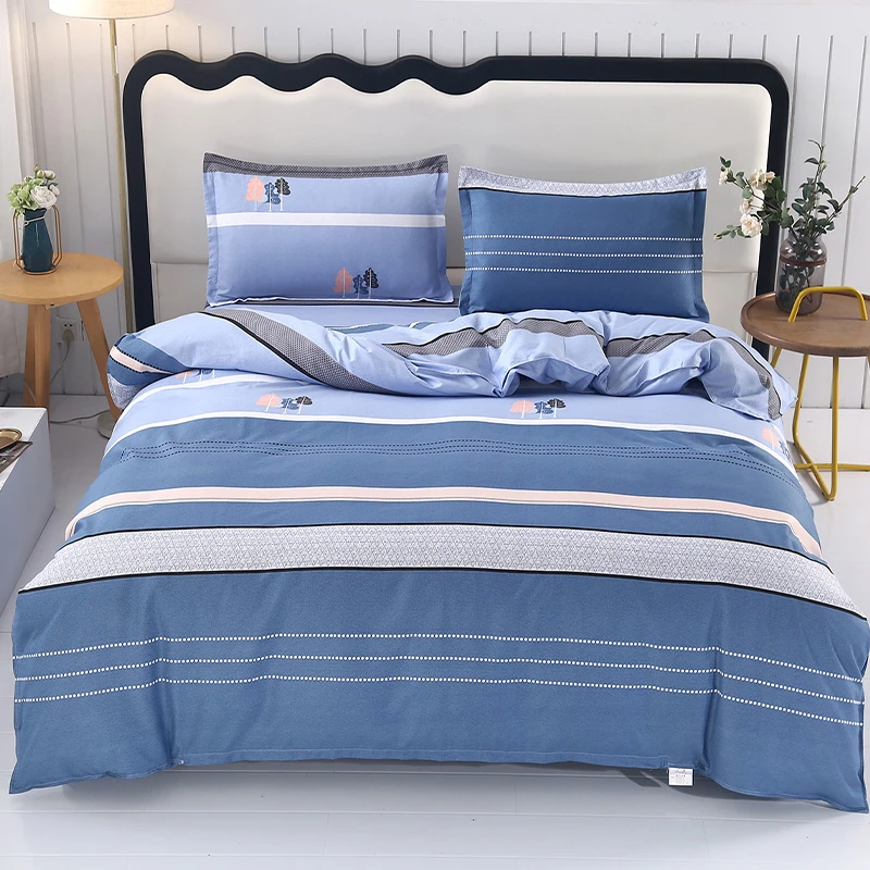 【逛】加厚简约斜纹四件套亲肤条纹被套学生宿舍单人三件套加厚双人