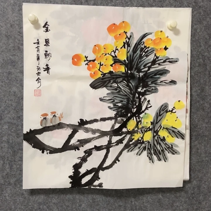 国画枇杷50厘米斗方