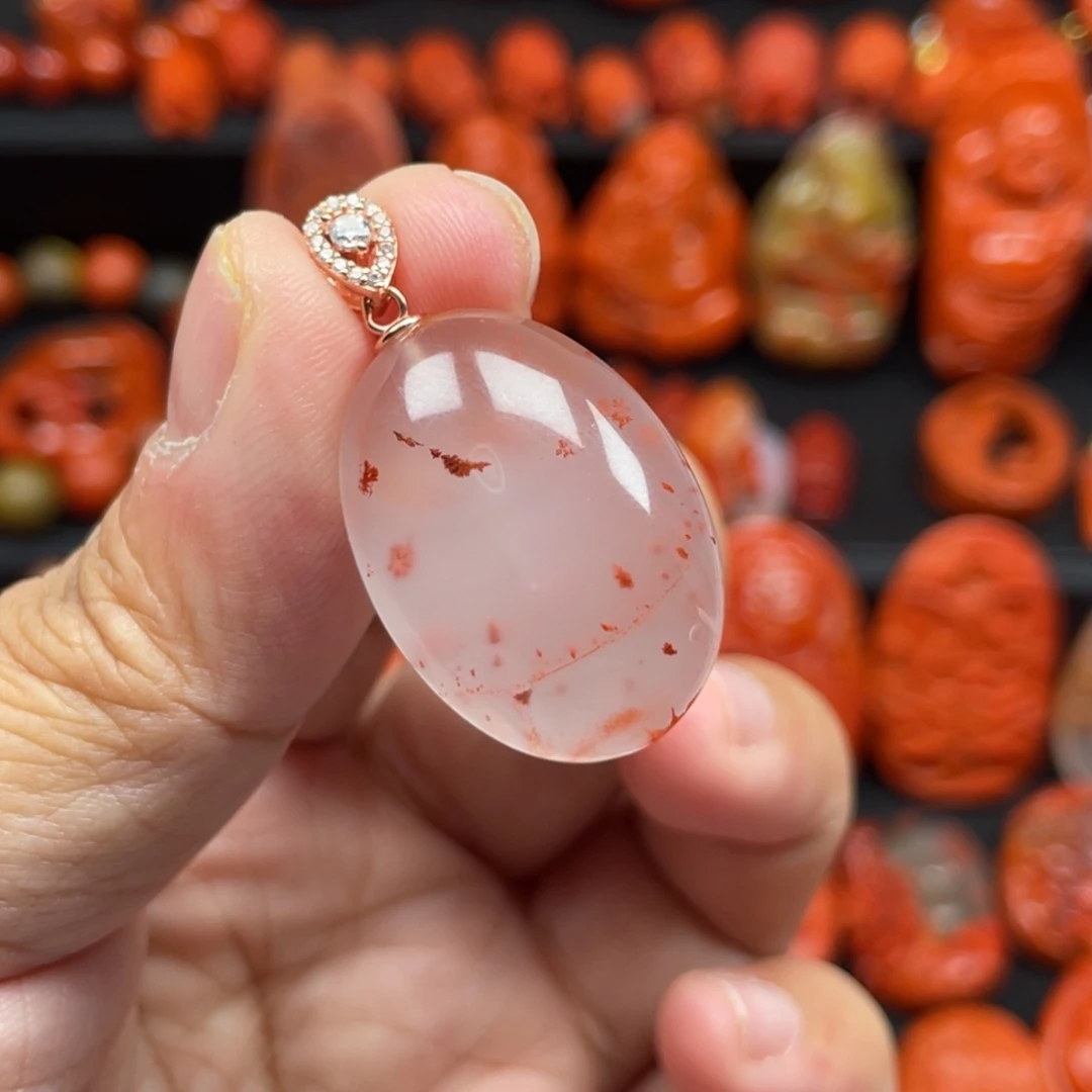 南红玛瑙未镶嵌冰飘大吊坠