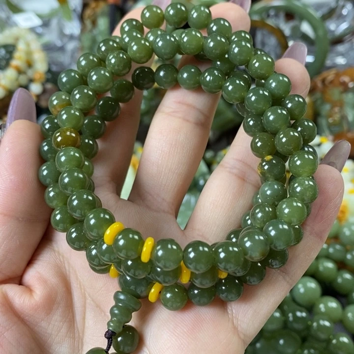 透闪石质玉108粒未镶嵌