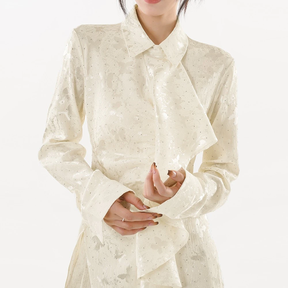 秋季高级感烫钻衬衫女2024设计款时尚气质长袖衬衣上衣S24696