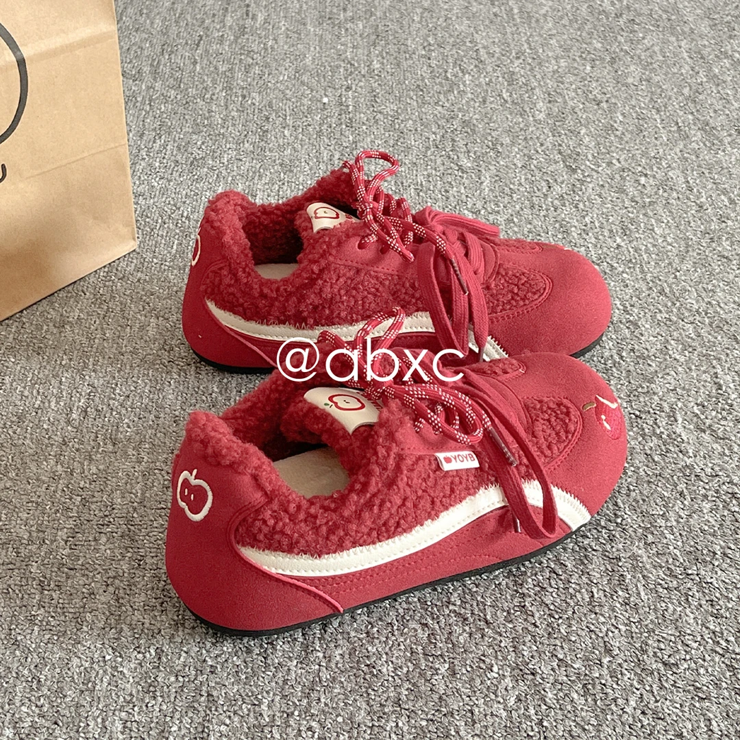 韩系勃肯板鞋女鞋冬季新款2025爆款二棉鞋百搭小白鞋子加绒休闲鞋