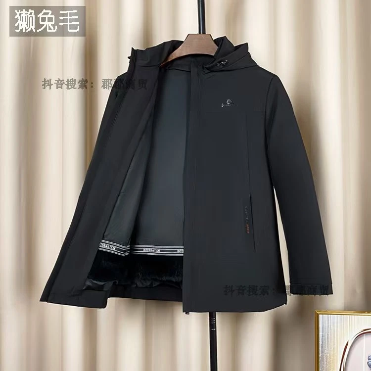 秋冬新款皮毛一体内胆可拆卸商务男加厚派克服外套袖子升级全毛袖