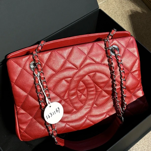 95新 Chanel/香奈儿 夏七中古/红色tote单肩包/1231169
