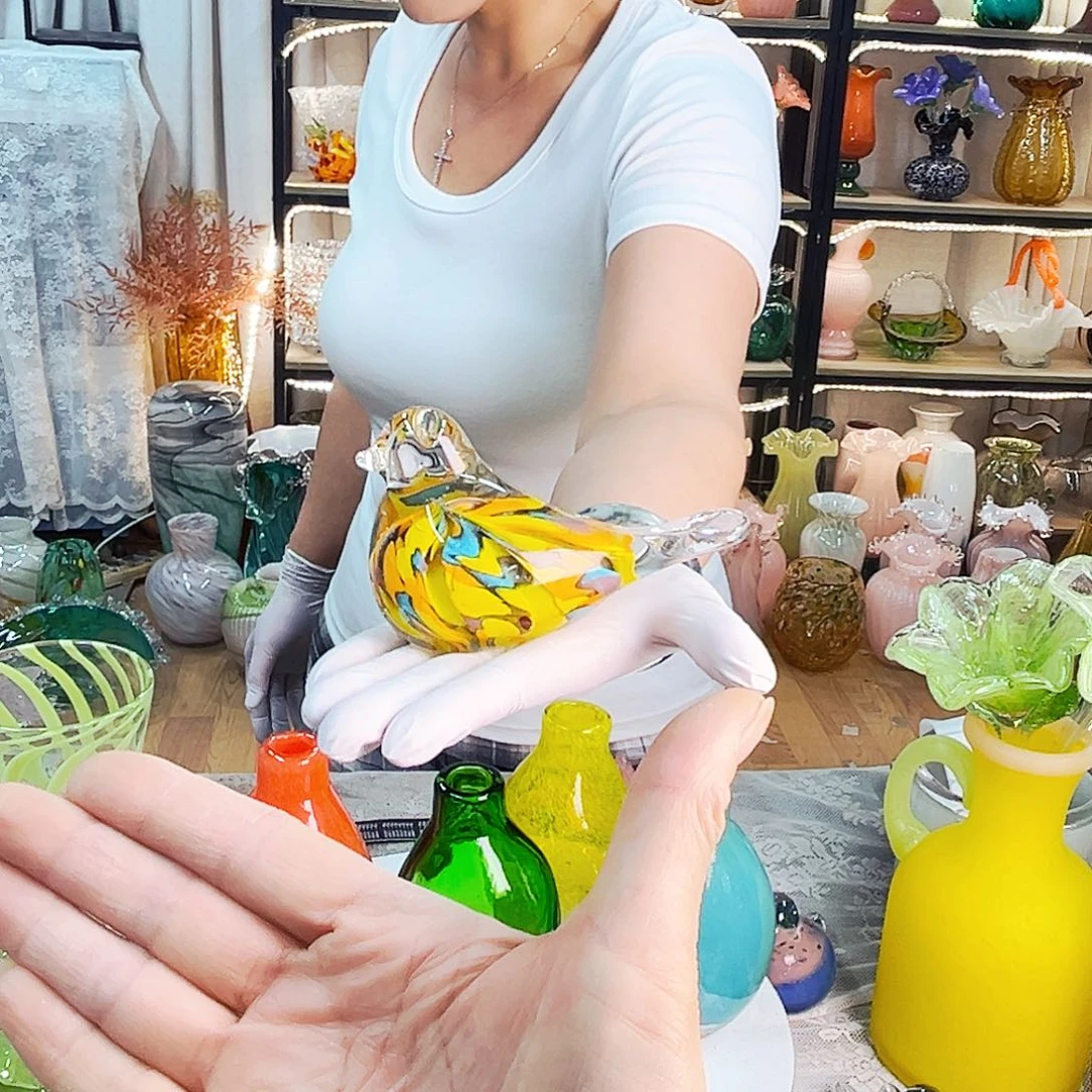 琉璃黄鸟微瑕家悦花器摆件福利