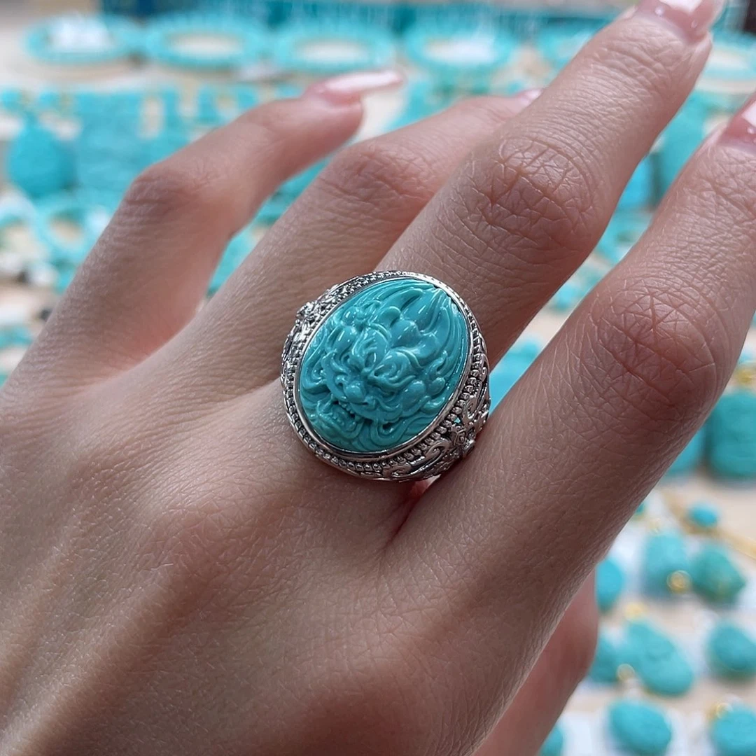 绿松石珠宝奇石银S925镶嵌