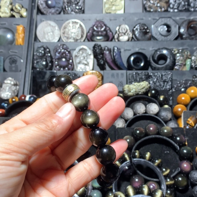 【闪购商品】黑曜岩手串未镶嵌寨*猛