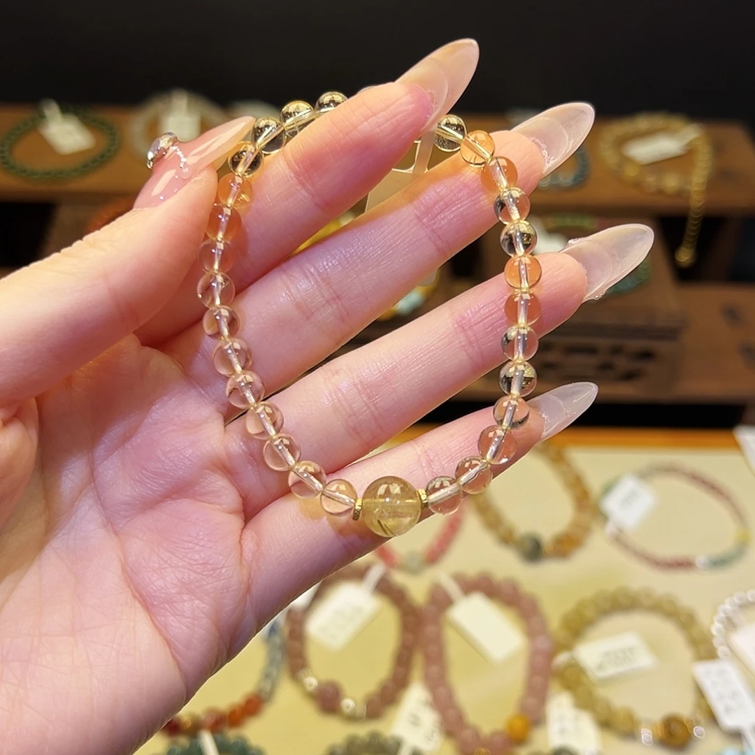 银S925镶嵌手链水晶黄888