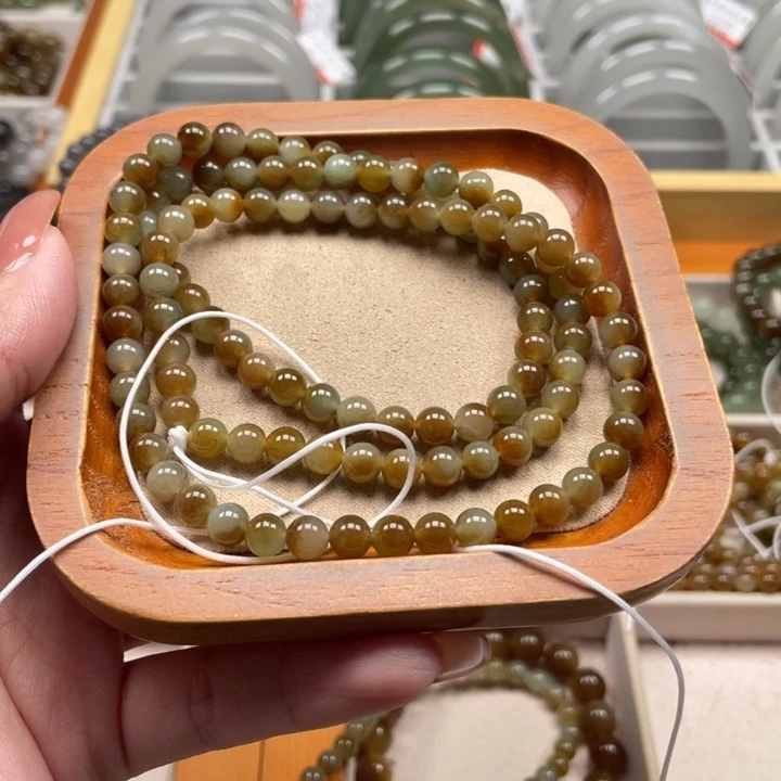 和田玉珠串6mm未镶嵌雨