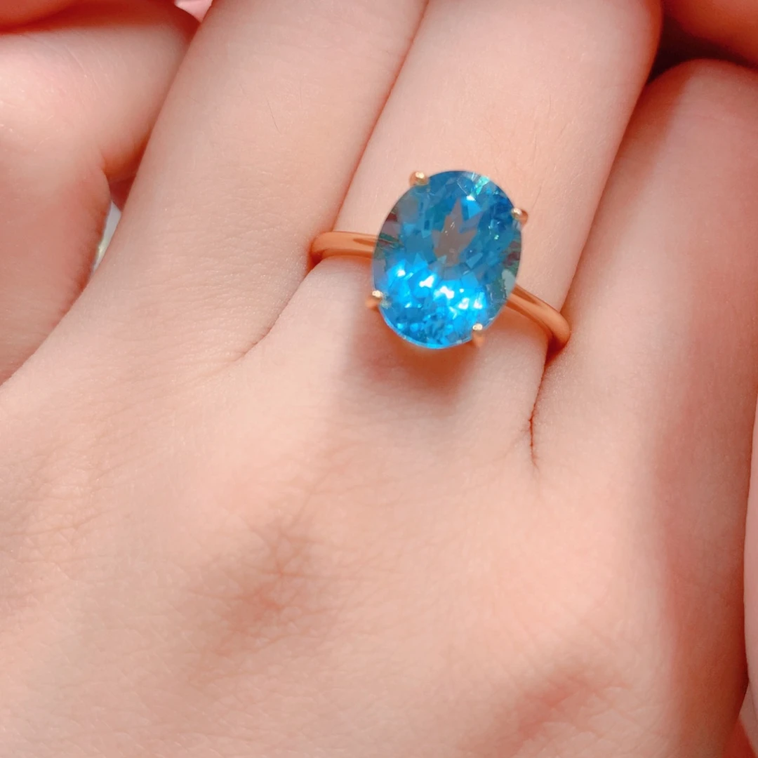 托帕石戒指银S925镶嵌