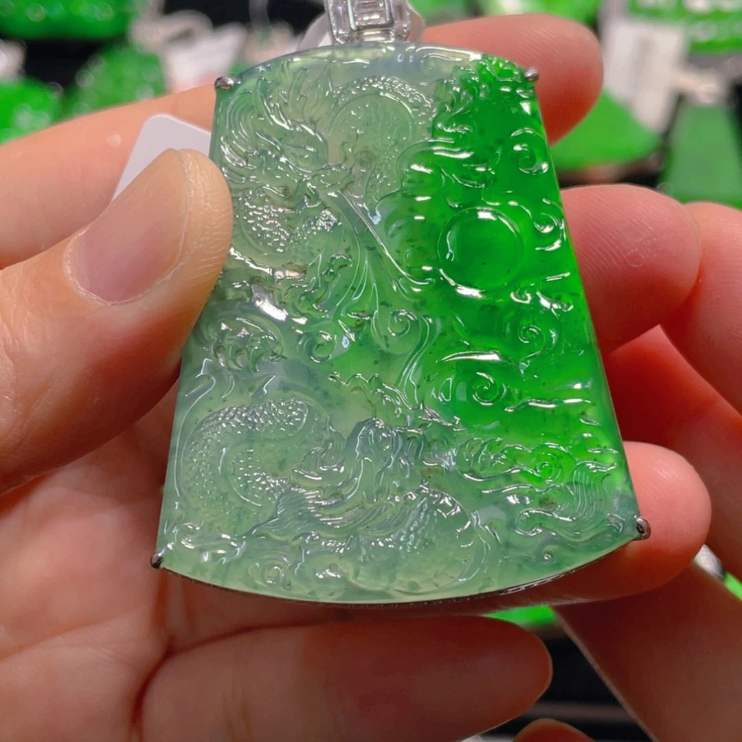 吊坠(不含链)银S925镶嵌翡翠