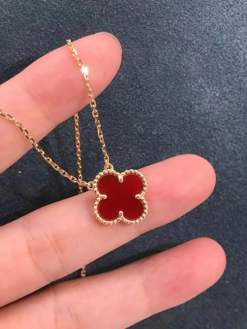 （雅雅精选）5.2克标准高定版18K金四叶草项链 15mm中号 HKl轻奢