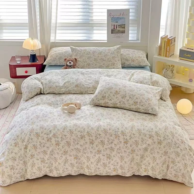 （花提）新款美式小碎花床单+枕套三件套