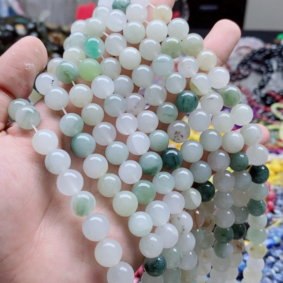 玛瑙/玉髓未镶嵌珠宝半成品一条天然10mm天山翠圆珠B70