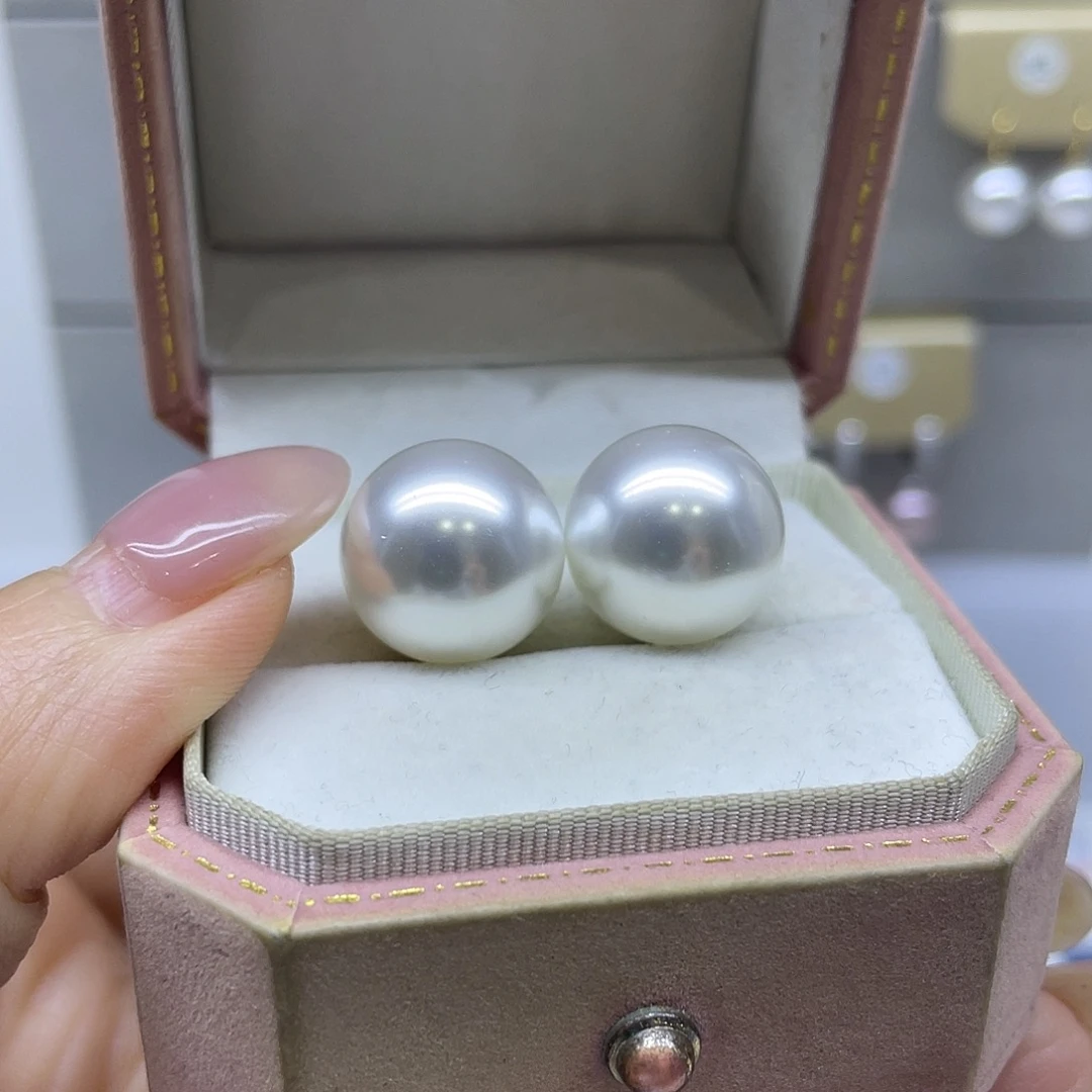 耳饰银S925镶嵌淡水珍珠