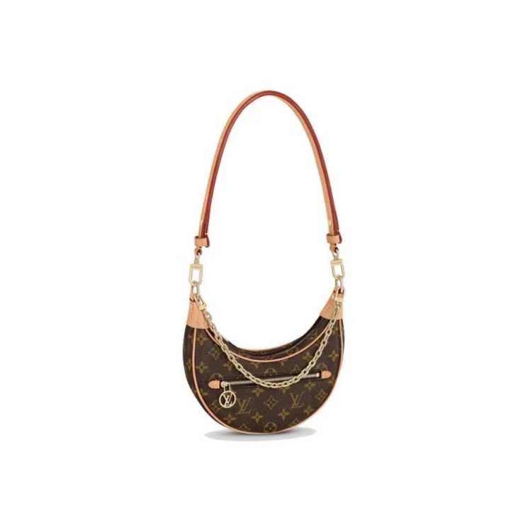 99新 LouisVuitton/路易威登 【黑桃专属】老花loop月亮包