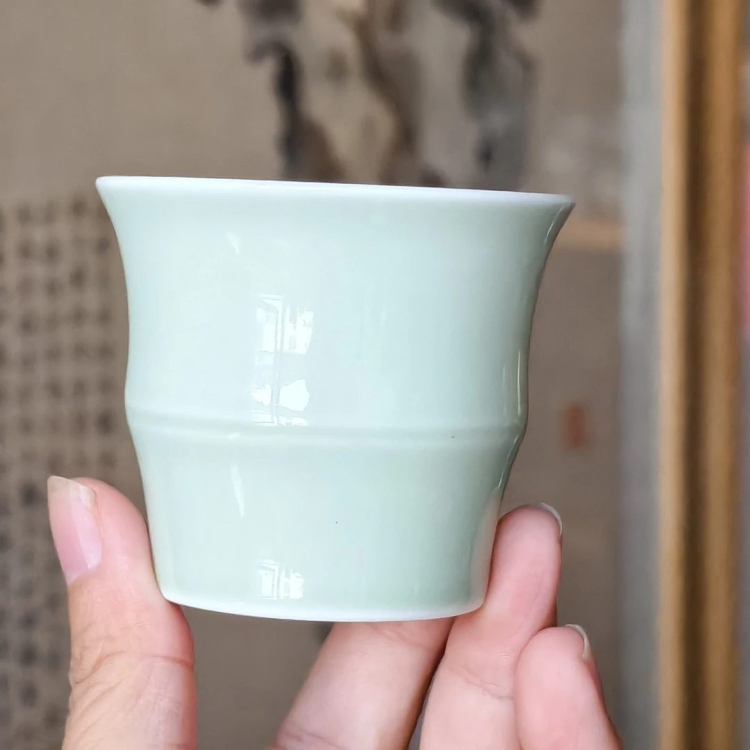 璞素文庭精选瓷颜紫砂色釉竹节主人杯600目高温一流瓷胎
