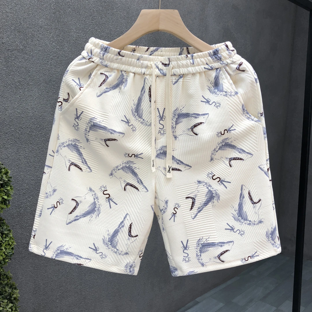 2025夏季新款男士卡通薄款休闲短裤男潮牌痞帅五分裤男士沙滩裤子