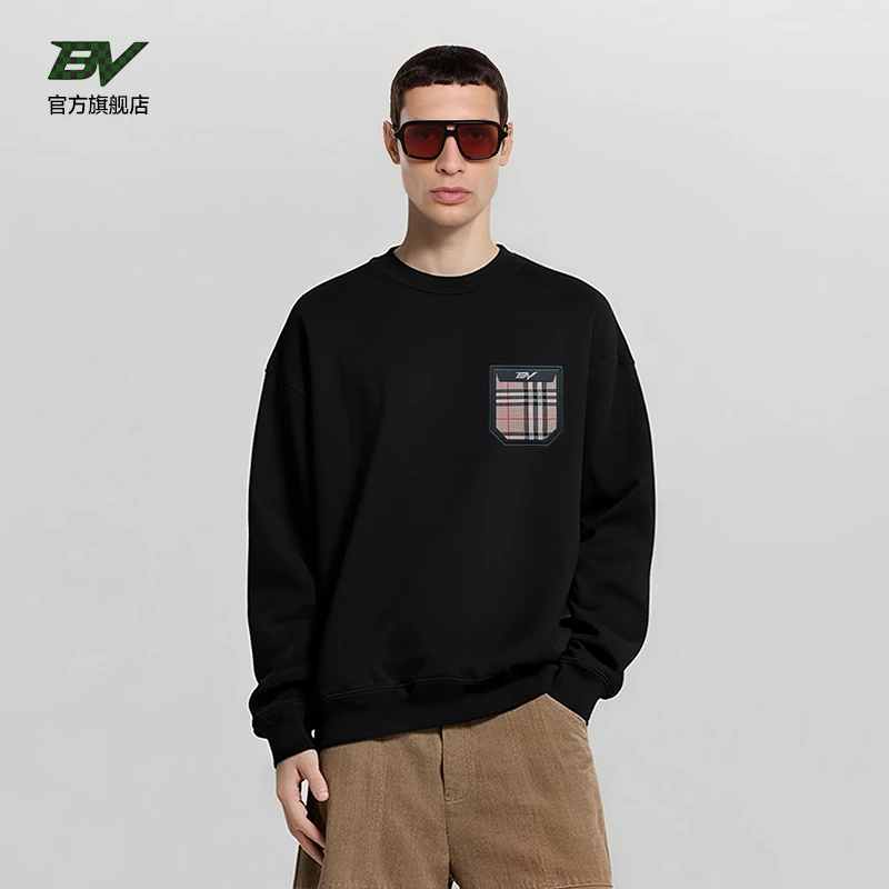 BV官方正品卫衣秋冬宽松套头男士韩版针织户外休闲简约百搭上衣