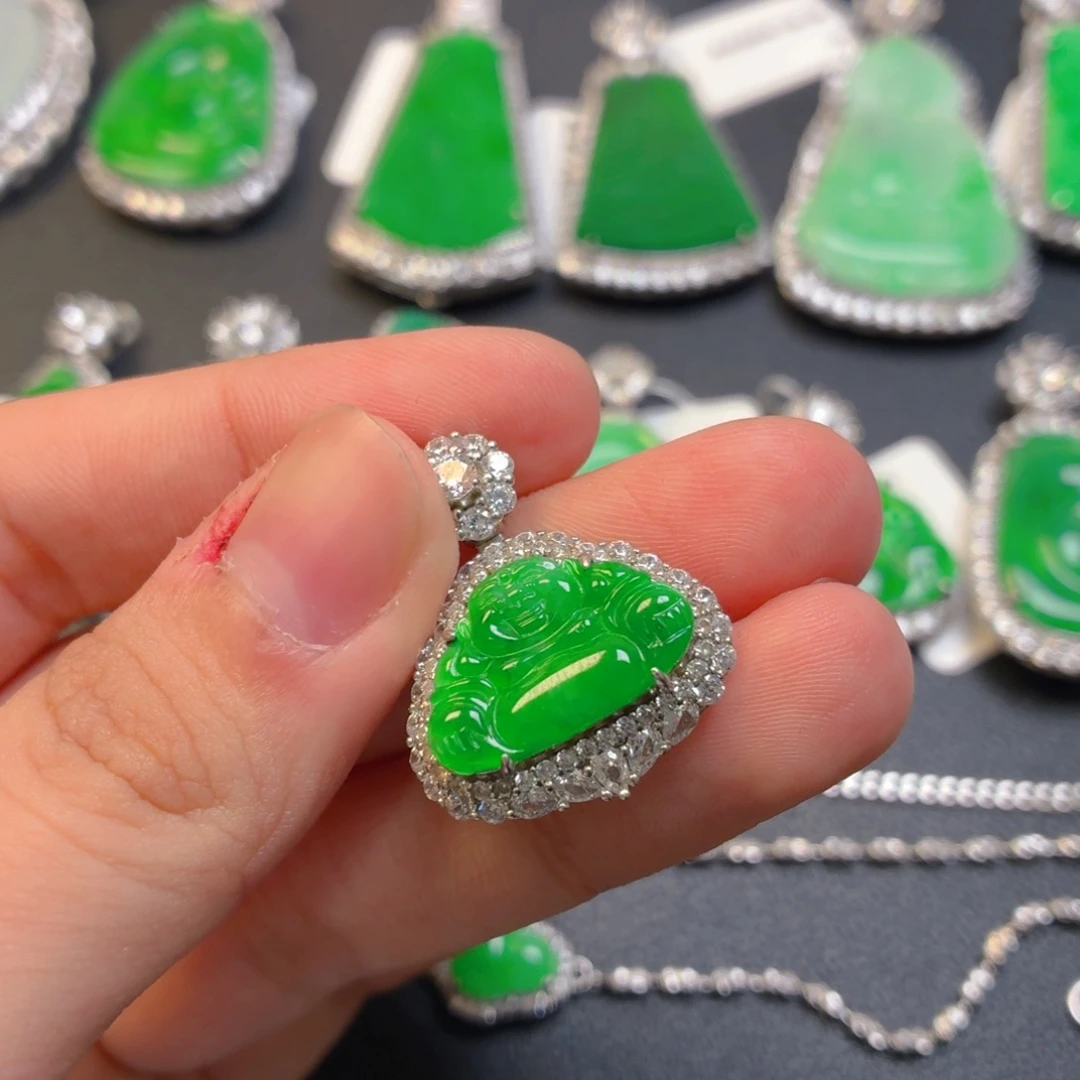 翡翠银S925镶嵌颈饰