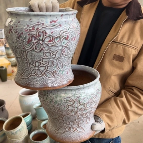 紫砂花盆高21口20———-