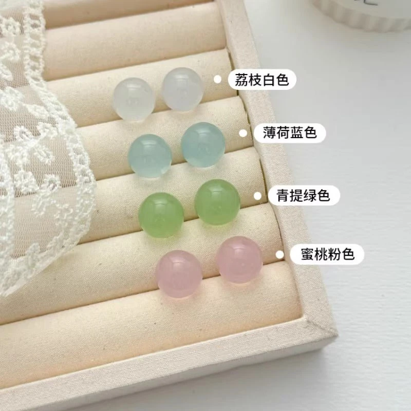 「夏日果园」多巴胺果冻圆球无耳洞耳夹女小清新彩色甜美百搭耳饰