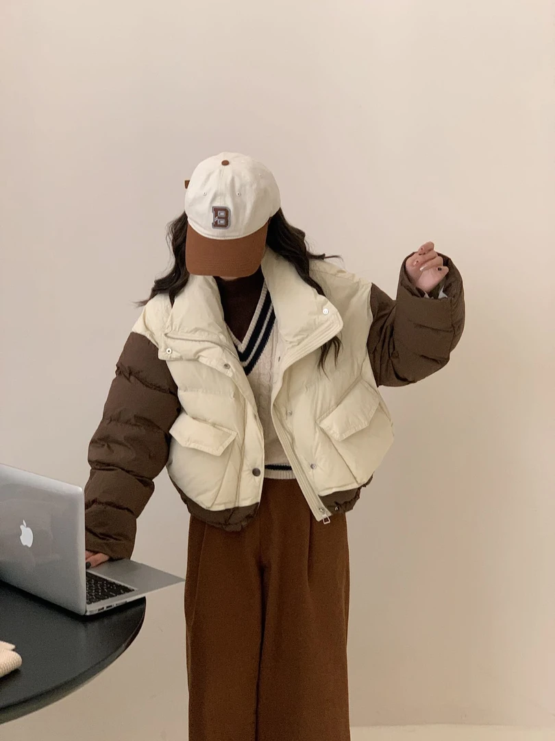 新款撞色冬季羽绒服宽松保暖x82320