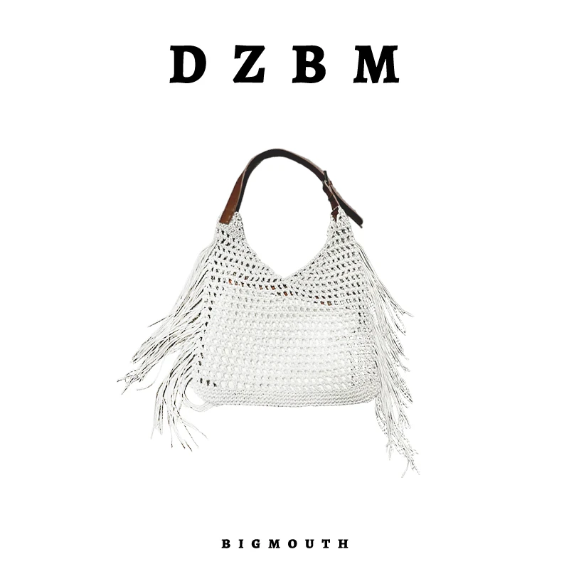 DZBM时尚百搭流苏编织牛皮背带单肩包-B5415