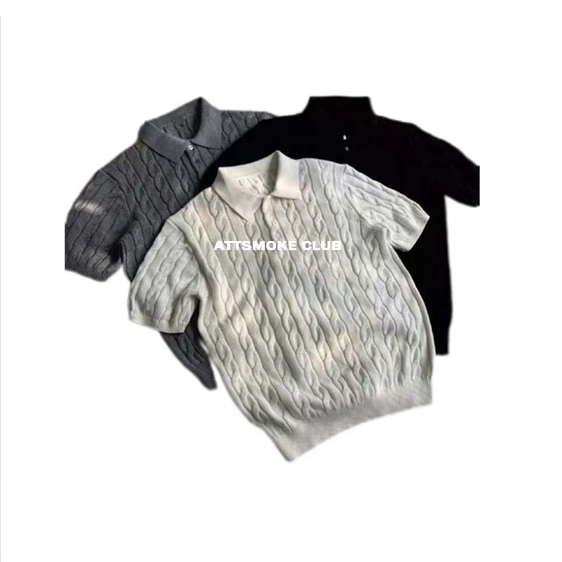 【线上商店】纯色polo短袖肌理感T恤美式Cleanfit潮牌夏季针织上衣