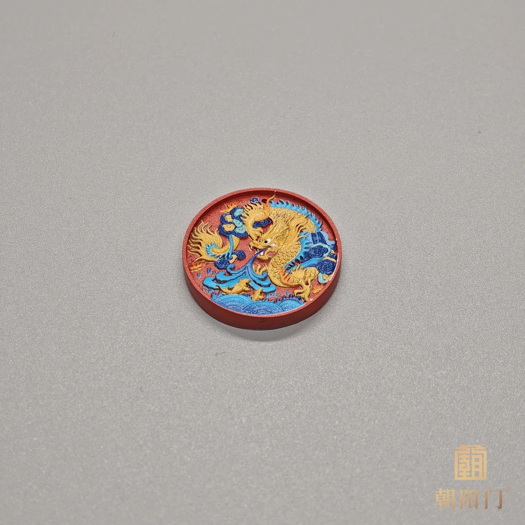 含辰砂工艺品【D2483】朱砂“龙”吊坠双面彩绘30*4mm左右男款