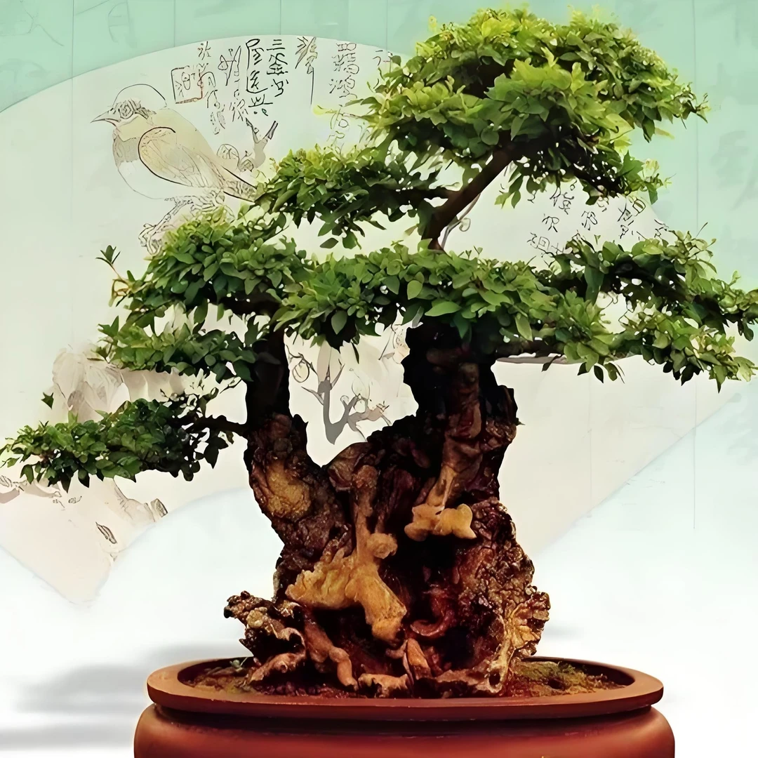 禅意盆栽雀舌白蜡老桩盆景石榴赤楠植物花卉客厅办公室桌面摆件