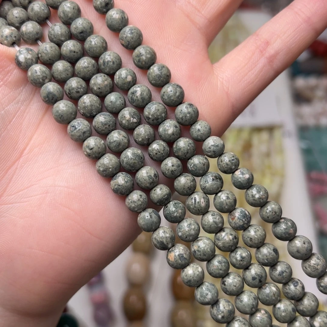 玛瑙/玉髓合金珠宝半成品L137。6.5mm天然石圆珠一条