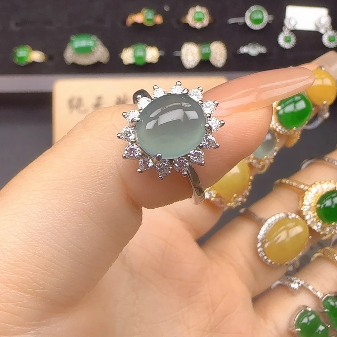 银S925镶嵌戒指翡翠