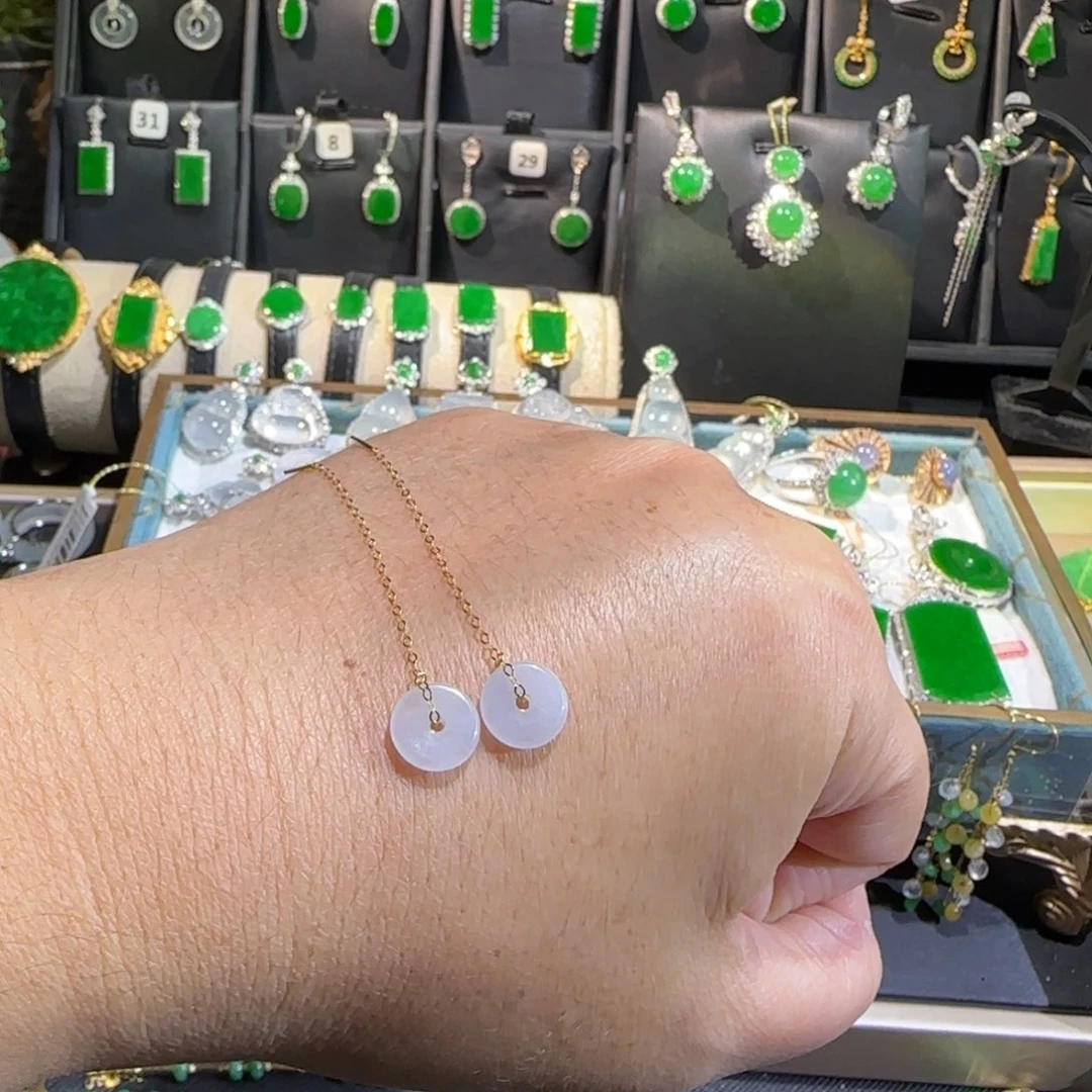 翡翠18K金镶嵌颈饰耳线