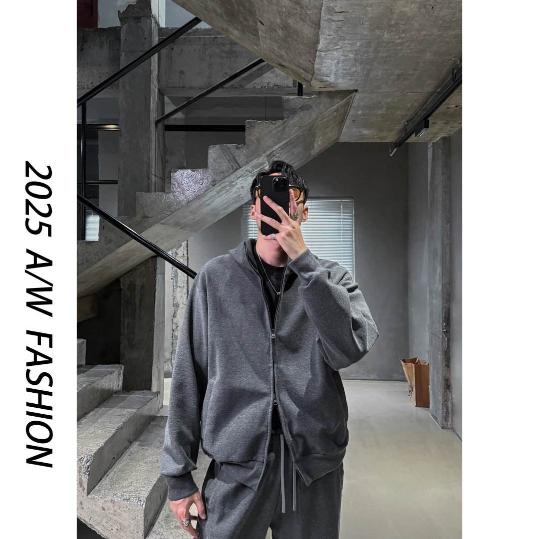 【叶继枫】25 A/W “毛巾棉”400g定织短款廓形拉链开衫连帽卫衣外套