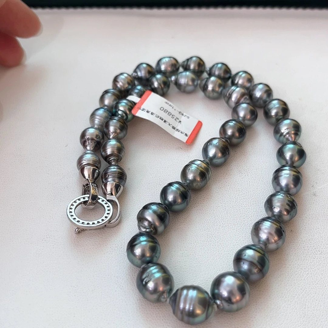 红***~银S925镶嵌海水珍珠颈饰巴洛克9-11