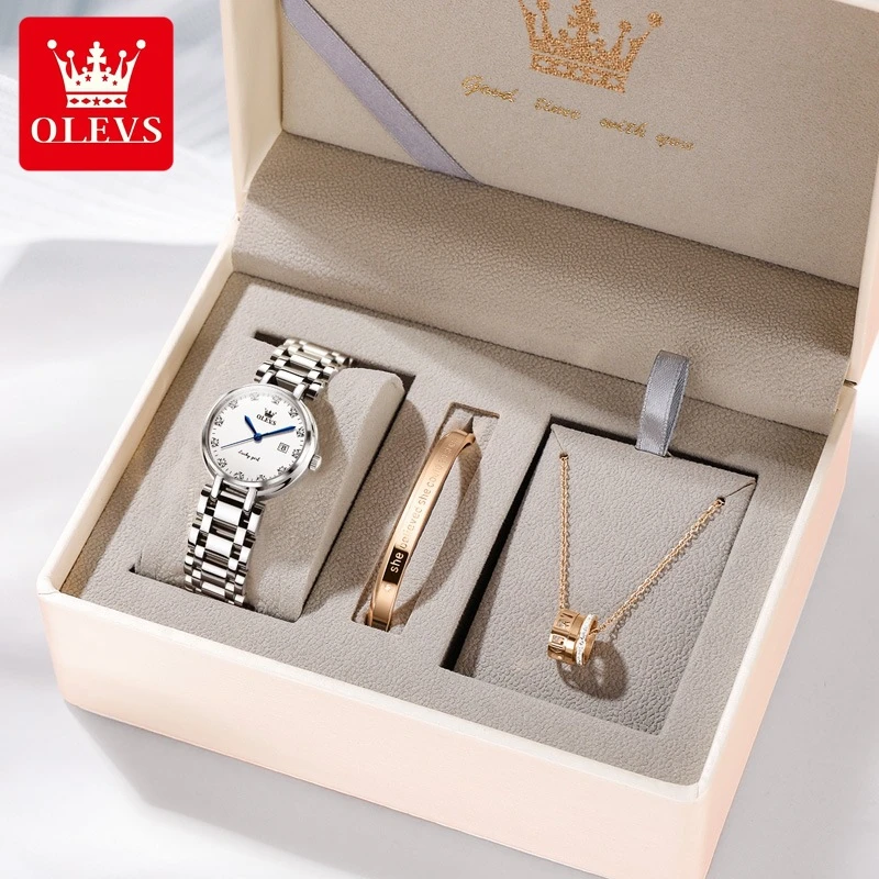 OLEVS/欧利时节日送礼手表简约时尚防水日历石英女士手表女表礼盒